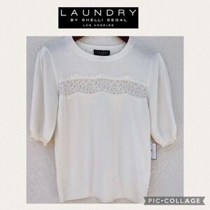 Laundry Women white lace sweater size S